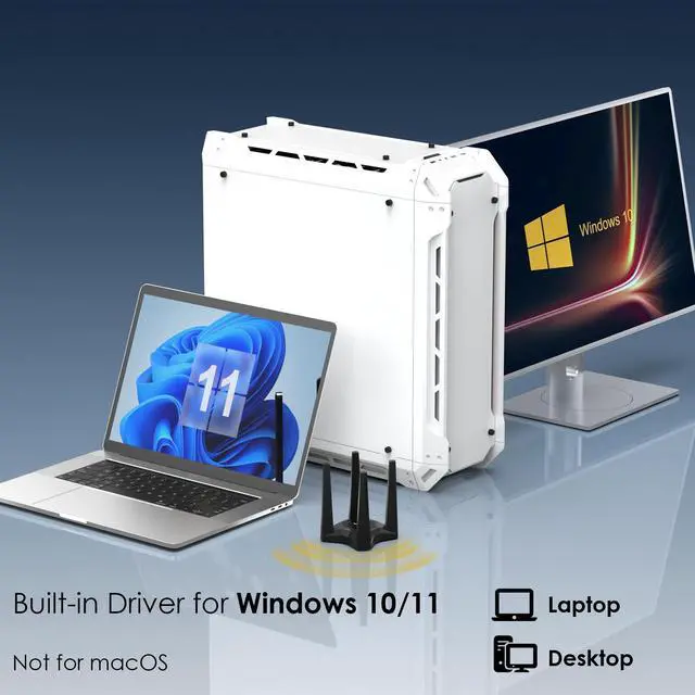 Alt view image 3 of 7 - WAVLINK WiFi 6E AX5400 Triple-Band USB 3.0 Wireless Adapter (2.4G/5G/6G, 573+2402+2402 Mbps) with Built-in Driver, WPA3, MU-MIMO, OFDMA, 4x3dBi Antennas, Magnetic Base, 1m Cable - Only FWindows 11/10