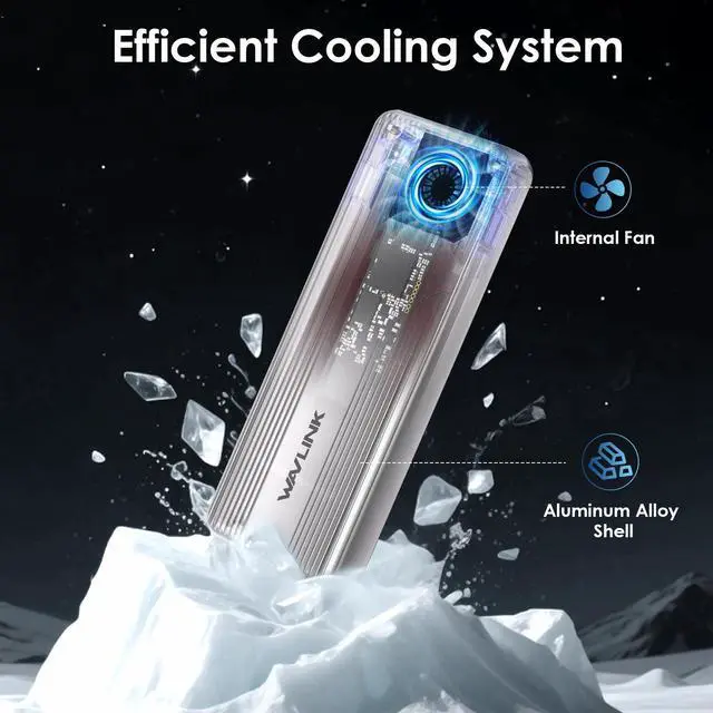 Alt view image 6 of 7 - WAVLINK 1TB Thunerbolt 5 M.2 NVMe External SSD Driver, Portable 80Gbps Ultra Fast External SSD Drive with Cooling Fan and Aluminum Heat Sink Enclosure, Thunderbolt Certified