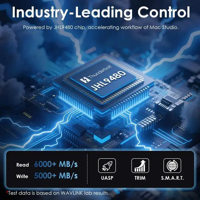 Alt view image 3 of 7 - WAVLINK 1TB Thunerbolt 5 M.2 NVMe External SSD Driver, Portable 80Gbps Ultra Fast External SSD Drive with Cooling Fan and Aluminum Heat Sink Enclosure, Thunderbolt Certified