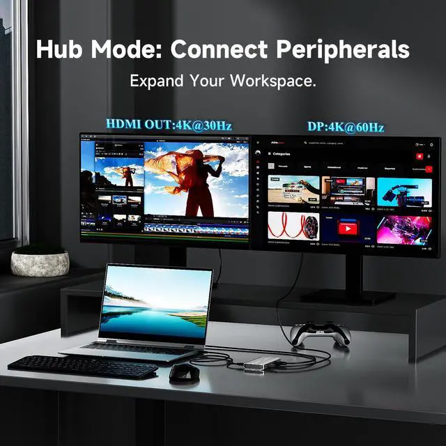 Alt view image 4 of 7 - WAVLINK Video Capture Card & USB C Docking Station, 4K@30Hz Capture& Loop-Out, Single 4K@144Hz Display, 90W PD Passthrough, Low Latency for Streaming & Gaming, For PS5/Xbox/Switch, OBS, Windows/Mac