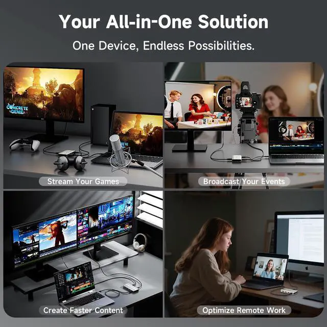 Alt view image 7 of 7 - WAVLINK Video Capture Card & USB C Docking Station, 4K@30Hz Capture& Loop-Out, Single 4K@144Hz Display, 90W PD Passthrough, Low Latency for Streaming & Gaming, For PS5/Xbox/Switch, OBS, Windows/Mac