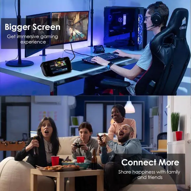 Alt view image 5 of 7 - WAVLINK Steam Deck/ROG Dock, 6-in-1 Docking Station for Steam Deck/ROG, Steam Deck Accessories with 4K@144Hz/2K@165Hz/1080P@240Hz HDMI 2.0, 100W PD IN(85W for Host), 3x 10G USB 3.2, Gigabit RJ45