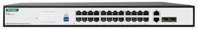 Main image of WAVLINK 24-Port Gigabit Ethernet Unmanaged Switch, 24 x PoE+ Ports @ 250W, 2 x Gigabit RJ45 Uplink + 2 x 1000Mbps SFP Slots, IEEE 802.3af/at , Auto-MDI/MDIX, Plug & Play with 4 DIP Modes