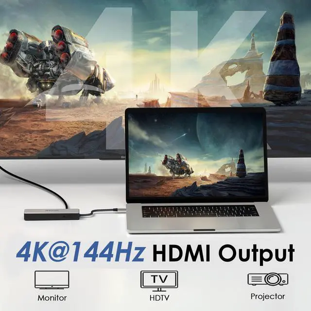 Alt view image 3 of 7 - AVLINK 6-IN-1 USB C Dock, USB C to HDMI Docking Station with 2x10Gbps USB3.1-A, 10Gbps USB3.1-C, 4K HDMI, 100W PD IN, 2.5G RJ45, Suitable for MacBook Pro/Air, iPad, Dell, HP, Lenovo, Asus, Acer