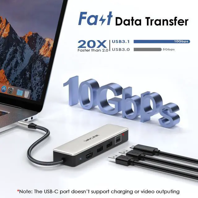 Alt view image 6 of 7 - AVLINK 6-IN-1 USB C Dock, USB C to HDMI Docking Station with 2x10Gbps USB3.1-A, 10Gbps USB3.1-C, 4K HDMI, 100W PD IN, 2.5G RJ45, Suitable for MacBook Pro/Air, iPad, Dell, HP, Lenovo, Asus, Acer