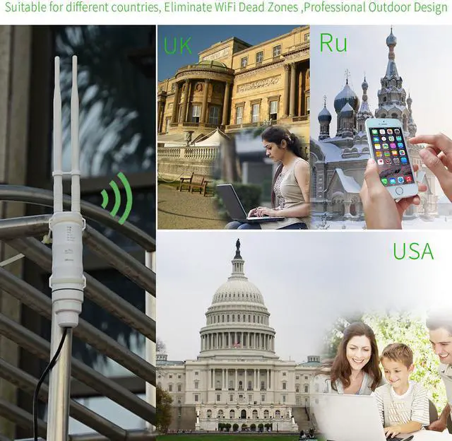 Alt view image 5 of 7 - Wavlink AC600 High Power Outdoor Wireless WIFI Router/AP Repeater, 2.4GHz 150Mbps + 5GHz 433Mbps Outer Detachable Antenna outdoor Wireless Repeater Dual Band AC600 outside Repeater Router POE