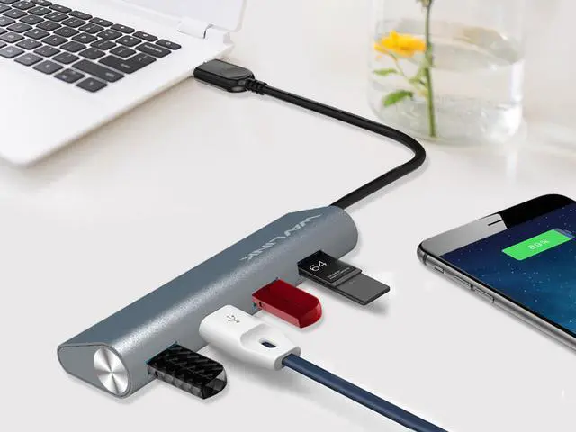 Alt view image 2 of 7 - Wavlink USB Hub, 4-Port USB 3.0 Portable Aluminum Hub ,USB Extension Multi-function USB Dock Hot Swapping Support for iMac, MacBook, MacBook Pro, MacBook Air, Mac Mini, or any PC [Silver] Model :3048