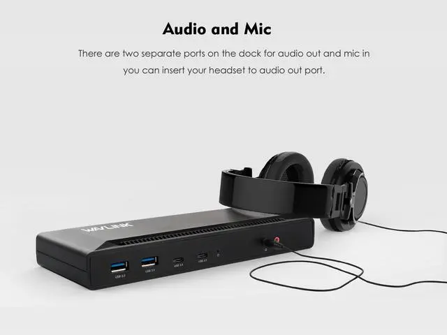 Alt view image 7 of 18 - Wavlink USB C Laptop Docking Station Dual Monitor 5K/4K@60Hz with 65W Charging for New MacBook Neo, Thunderbolt 4/3, USB-C Windows, Mac, Chrome,Ubuntu 20.04,22.04(2HDMI, 2DP, 6 USB 3.0, 1Gbps Ethernet