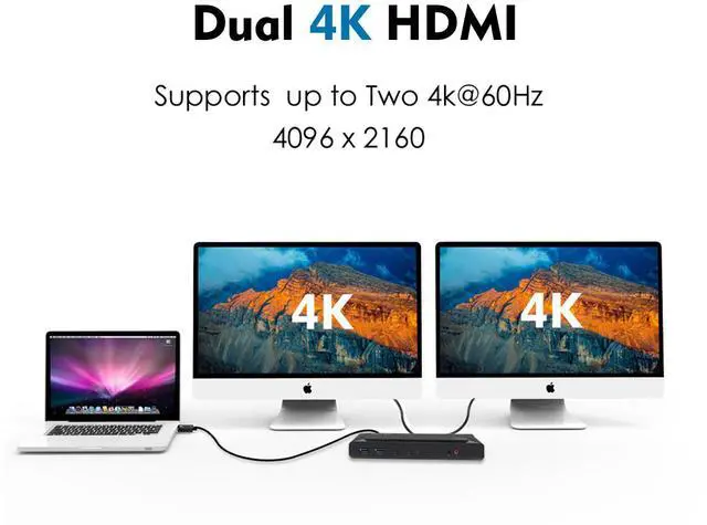 Alt view image 6 of 18 - Wavlink USB C Laptop Docking Station Dual Monitor 5K/4K@60Hz with 65W Charging for New MacBook Neo, Thunderbolt 4/3, USB-C Windows, Mac, Chrome,Ubuntu 20.04,22.04(2HDMI, 2DP, 6 USB 3.0, 1Gbps Ethernet