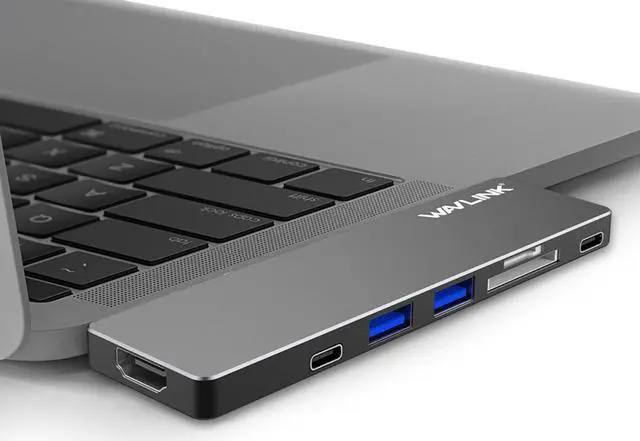 Alt view image 2 of 7 - USB-C Docking Station, USB Type-C Multi-Function Hub Adapter for 2016/2017/2018/2019 MacBook Pro 13” and 15”  40Gbps, 4K HDMI Video Output, USB-C, microSD/SD Card Reader, 2x USB 3.0 ( Gray )