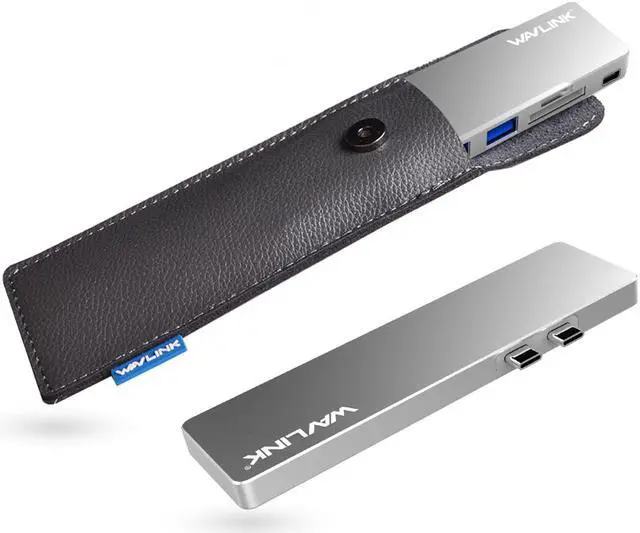 Alt view image 7 of 7 - Wavlink Aluminum USB-C Hub Adapter for both 13" and 15" MacBook Pro, Thunderbolt 3 Mini Dock - 5K 40GbS, 4K HDMI, Pass-Through Charging, USB-C Port, 2 USB 3.0, SD/Micro SD Card Reader  - Silver