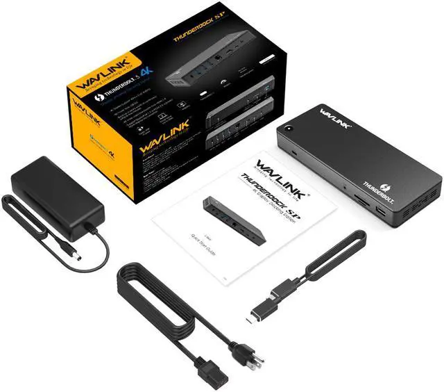Alt view image 7 of 7 - WAVLINK Thunderbolt 3 Dock-180W DC Power Adapter (85W Charging) Dual 4K@60Hz Display,2X Thunderbolt 3 up to 40Gb/s, DP1.2, 4X USB 3.0 Ports, SD Card Slot, LAN for Mac/Windows Thunderbolt 3 Laptops PC