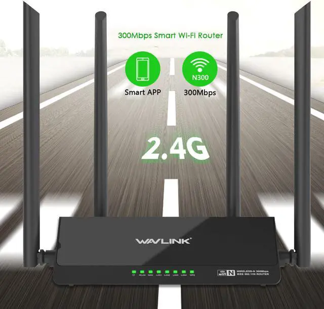 Alt view image 2 of 7 - Wireless Router - Wavlink 300Mbps Wi-Fi Router with 4 x 5dbi High Power External Antennas & WPS Function, 300M Wireless Access Point with Guest Network Access and ,Easy Set Up  security with WPA/WPA2