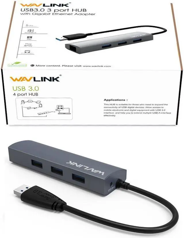 Alt view image 7 of 7 - Wavlink USB Hub, 4-Port USB 3.0 Portable Aluminum Hub ,USB Extension Multi-function USB Dock Hot Swapping Support for iMac, MacBook, MacBook Pro, MacBook Air, Mac Mini, or any PC [Silver] Model :3048