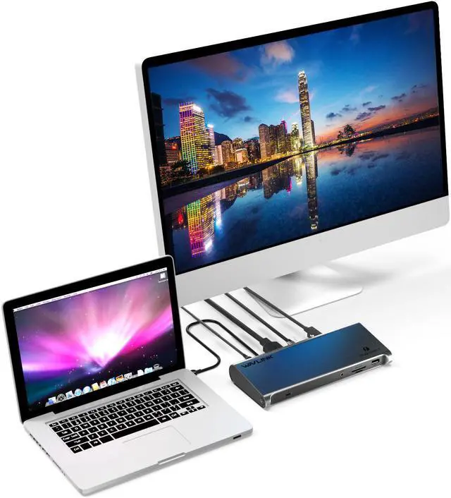 Alt view image 5 of 7 - WavlinkThunderbolt 3 Docking Station With 85W Power Delivery, Dual 4K Single 5K @60Hz, 2 Thunderbolt 3 Type-C, 4xUSB 3.0,Gigabit Ethernet, 1 DisplayPort, SD/Micro SD Card Reader, Intel Certified