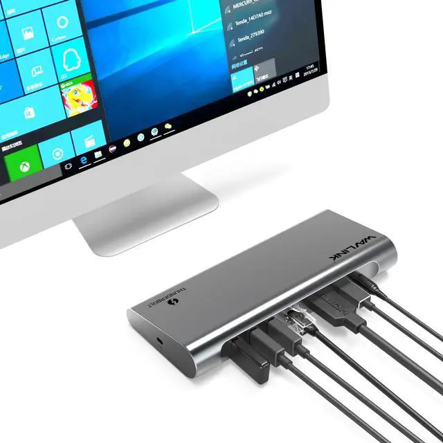 Alt view image 3 of 7 - WavlinkThunderbolt 3 Docking Station With 85W Power Delivery, Dual 4K Single 5K @60Hz, 2 Thunderbolt 3 Type-C, 4xUSB 3.0,Gigabit Ethernet, 1 DisplayPort, SD/Micro SD Card Reader, Intel Certified