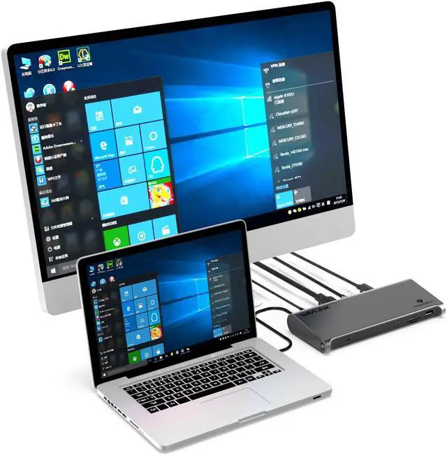 Alt view image 6 of 7 - WavlinkThunderbolt 3 Docking Station With 85W Power Delivery, Dual 4K Single 5K @60Hz, 2 Thunderbolt 3 Type-C, 4xUSB 3.0,Gigabit Ethernet, 1 DisplayPort, SD/Micro SD Card Reader, Intel Certified