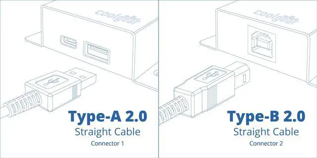 Alt view image 2 of 3 - USBGear 2 ft. USB 2.0 Device Extension Cable A-Male to B-Male Works with USB Printers  Scanners  and Switches
