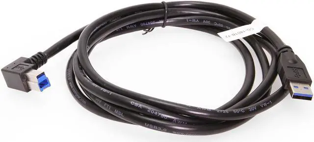 Alt view image 2 of 3 - Coolgear 72 Inch (1.83m) USB 3.0 A to Left Angle B Male Cable, Black, 28/24AWG
