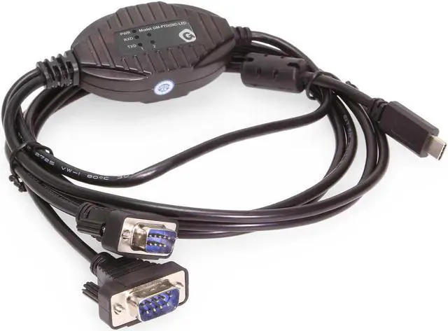 Main image of Gearmo 2 Port USB Type-C To Serial Adapter w/ Per Port Rx / TX Status LED Matrix