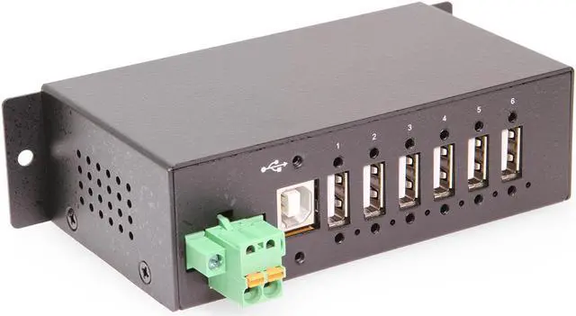 Main image of Coolgear 6 Port Managed USB 2.0 Hub with DIN-Rail Mount, Individual Port Control, and Surge Protection