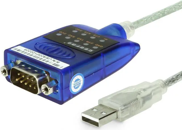 Main image of Gearmo USB to Serial RS-232 Adapter with LED Indicators, FTDI Chipset, Supports Windows 11/10/8.1/8/7/, Mac OS X 10.6 and Above