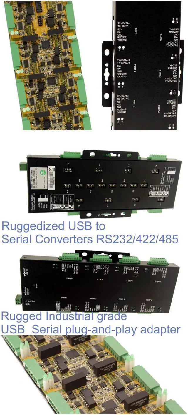 Alt view image 2 of 3 - USBGear 8-Port Terminal Block RS232/422/485 to USB Adapter - Industrial Serial Converter with 921.6Kbps Data for Automation, PLCs, Sensors, and Legacy Integration