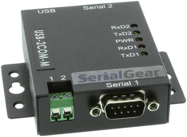 Main image of Coolgear 2 PORT USB to Serial RS-232 DB-9 Adapter Industrial Metal Housing