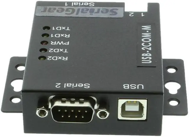 Alt view image 2 of 4 - Coolgear 2 PORT USB to Serial RS-232 DB-9 Adapter Industrial Metal Housing
