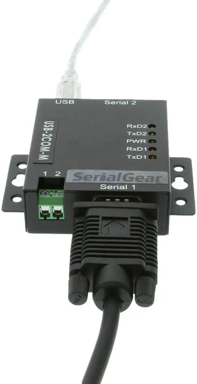 Alt view image 3 of 4 - Coolgear 2 PORT USB to Serial RS-232 DB-9 Adapter Industrial Metal Housing