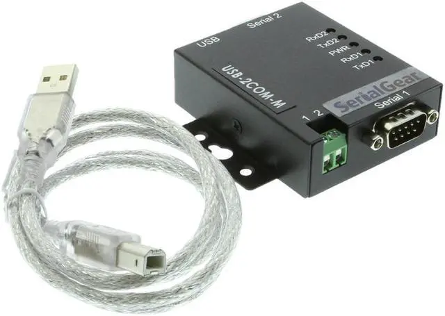 Alt view image 4 of 4 - Coolgear 2 PORT USB to Serial RS-232 DB-9 Adapter Industrial Metal Housing