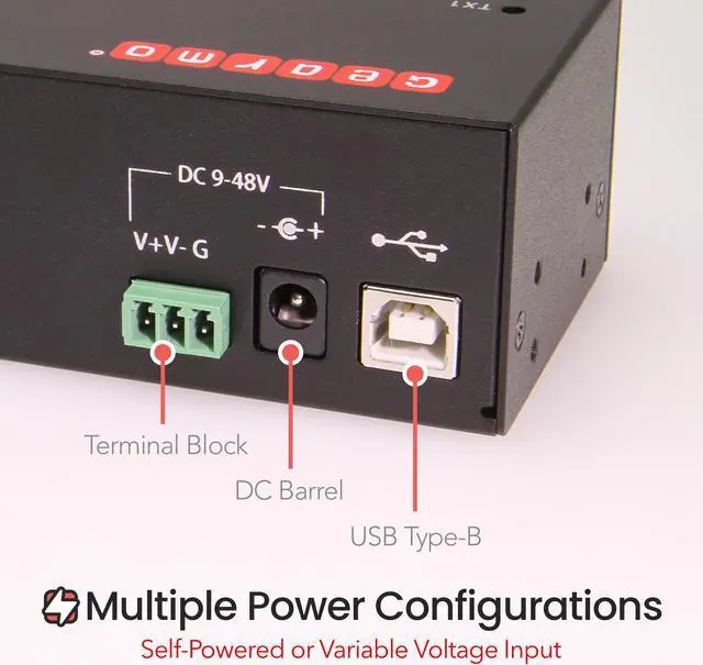 Alt view image 4 of 7 - Gearmo Industrial USB 8 Port Serial RS-232 adapter w/FTDI Chipset, COM Retention, RX/TX LED Indicators, DIN Rail Mount Bracket, & Surface Mounting Brackets