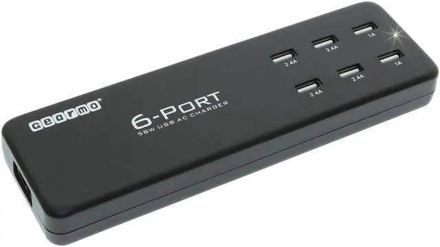 Main image of gearmo 6 port usb ac charger 58w - wall mountable usb charger