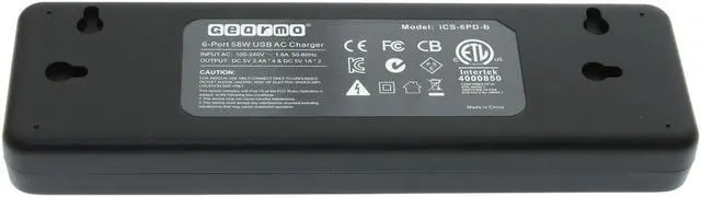 Alt view image 2 of 3 - gearmo 6 port usb ac charger 58w - wall mountable usb charger
