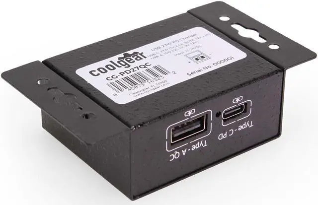 Alt view image 5 of 5 - Coolgear ChargeIT! Dual Port USB Charger 1 Type-C PD 27W  1 Type-A 15W