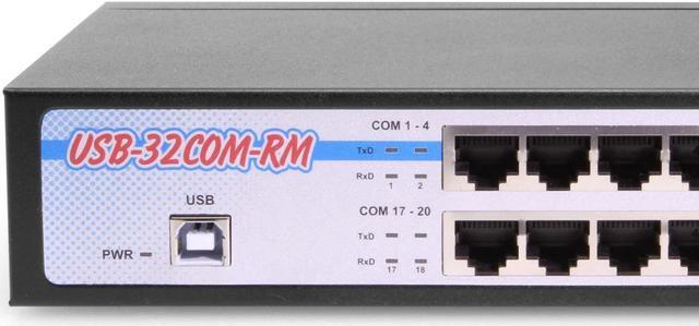 Alt view image 3 of 6 - Coolgear USB to 32 COM RS-232 Serial Adapter Metal Rack Mountable Case, FTDI Chipset