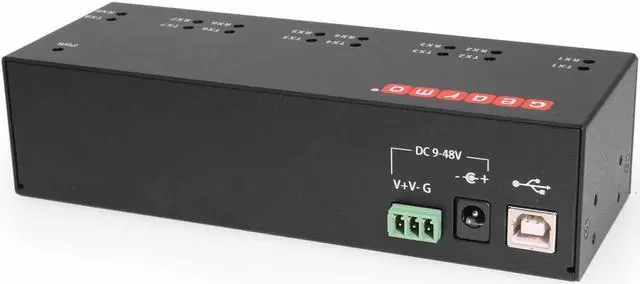 Alt view image 6 of 7 - Gearmo Industrial USB 8 Port Serial RS-232 adapter w/FTDI Chipset, COM Retention, RX/TX LED Indicators, DIN Rail Mount Bracket, & Surface Mounting Brackets