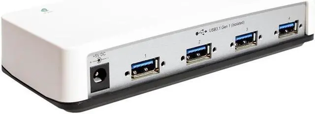 Main image of Coolgear 4 Port USB 3.2 Gen 1 Hub, 5Gbps Speeds, 15KV ESD Surge Protection, Screw Locking Ports, Power Adapter Included