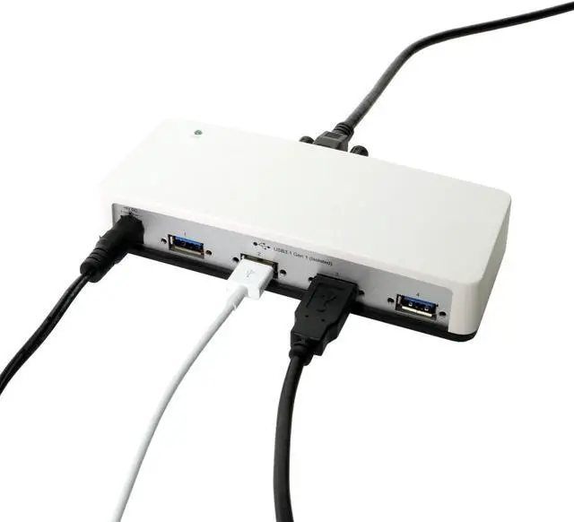 Alt view image 3 of 7 - Coolgear 4 Port USB 3.2 Gen 1 Hub, 5Gbps Speeds, 15KV ESD Surge Protection, Screw Locking Ports, Power Adapter Included