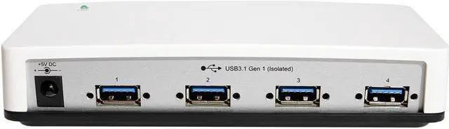 Alt view image 2 of 7 - Coolgear 4 Port USB 3.2 Gen 1 Hub, 5Gbps Speeds, 15KV ESD Surge Protection, Screw Locking Ports, Power Adapter Included