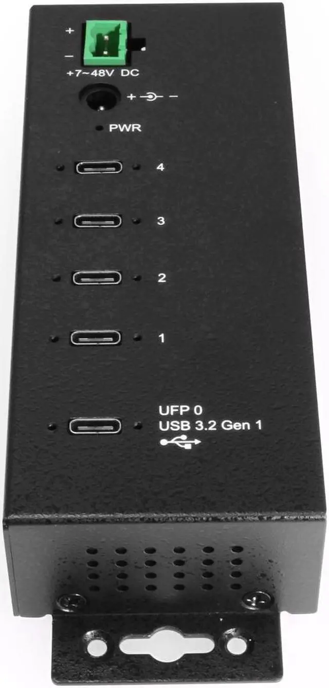 Alt view image 2 of 7 - Coolgear 4-port USB-C 3.2 Hub w/ 15KV ESD Surge Protection DIN RAIL Mount