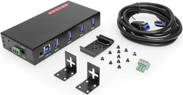 Alt view image 7 of 7 - Gearmo 4-Port USB 3.0 Rugged Industrial DIN Rail & Surface Mount Hub