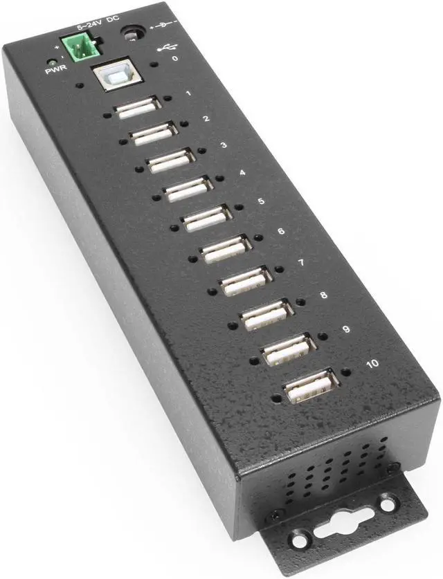 Main image of Coolgear 10 Port USB 2.0 Hub w/ ESD Surge Protection Screw Locking Ports