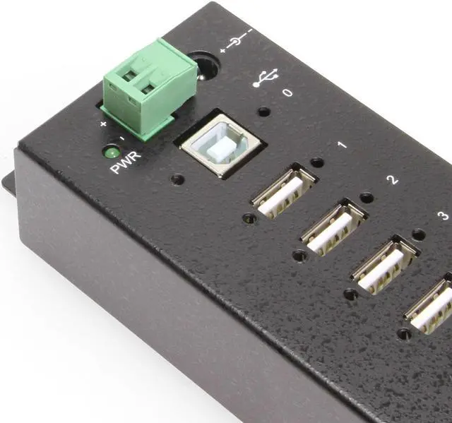 Alt view image 3 of 7 - Coolgear 10 Port USB 2.0 Hub w/ ESD Surge Protection Screw Locking Ports