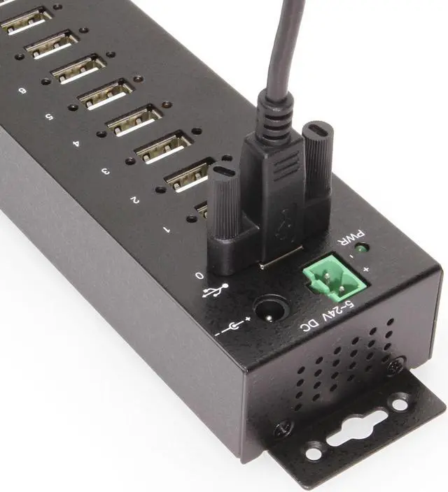 Alt view image 5 of 7 - Coolgear 10 Port USB 2.0 Hub w/ ESD Surge Protection Screw Locking Ports