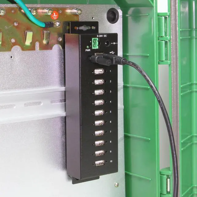 Alt view image 6 of 7 - Coolgear 10 Port USB 2.0 Hub w/ ESD Surge Protection Screw Locking Ports