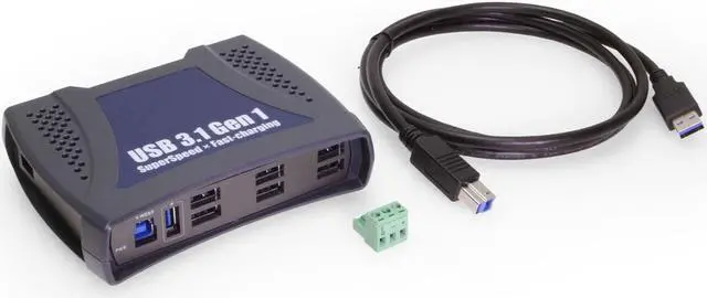 Alt view image 5 of 5 - Coolgear 9 Port USB 3.2 Gen 1 Hub w/ Integrated DIN-Rail Clip