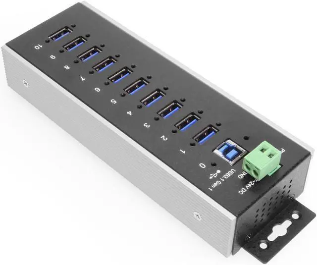 Alt view image 2 of 6 - Coolgear 10 Port USB 3.2 Gen 1 Industrial Wide Temp. Range Hub