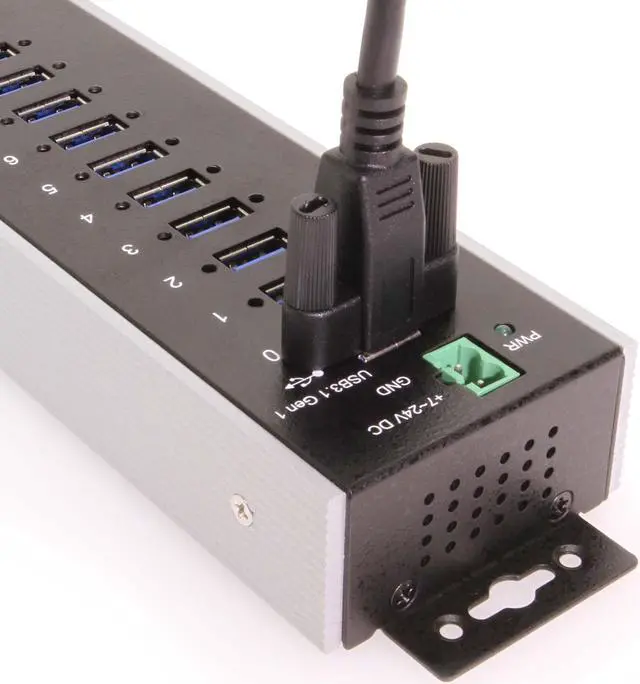 Alt view image 4 of 6 - Coolgear 10 Port USB 3.2 Gen 1 Industrial Wide Temp. Range Hub