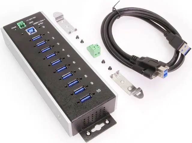 Alt view image 6 of 6 - Coolgear 10 Port USB 3.2 Gen 1 Industrial Wide Temp. Range Hub